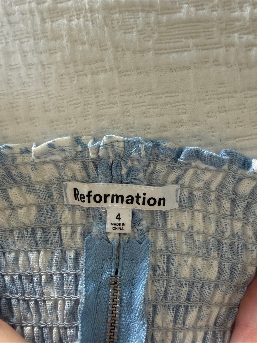 Reformation Blue Floral Tie-Shoulder Bustier Crop Top - Picture 3 of 3